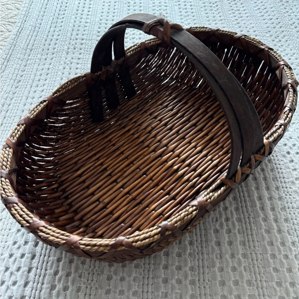 Woven Decorative Basket with Dual Handles - Brown